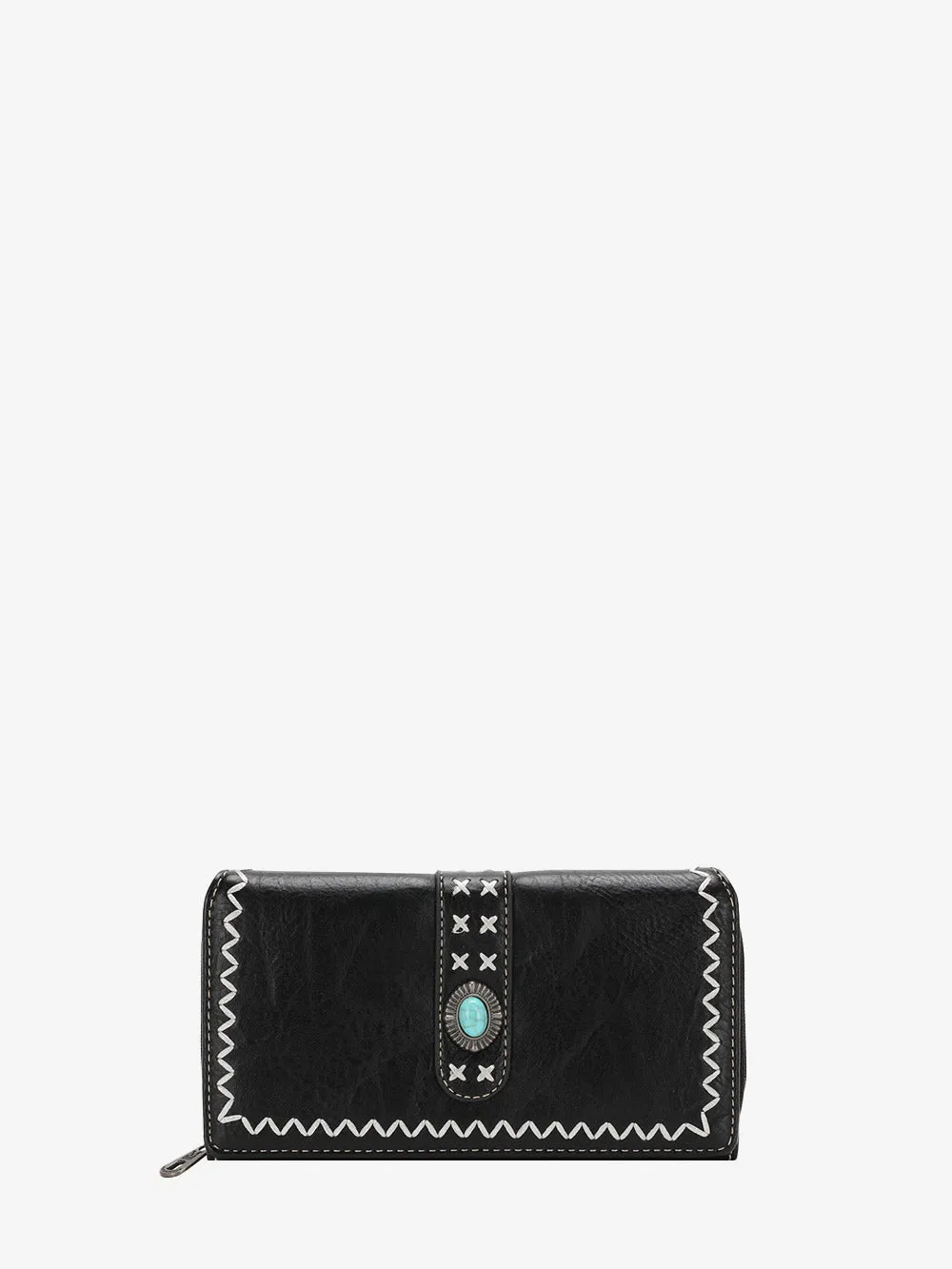 Montana West Cross Stitch Turquoise Concho Wallet