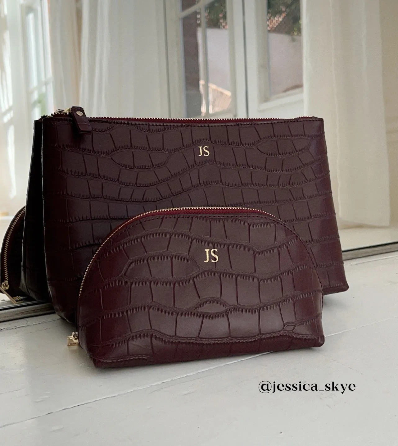 Munich Large Pouch | Burgundy Croc