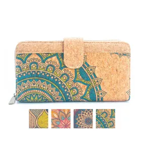 Natural Cork Mandala Pattern Women's Long Wallet/Cardholder BAG-2236