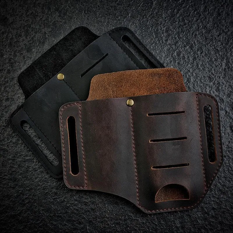 Outdoor EDC Leather Sheath Waist Bag