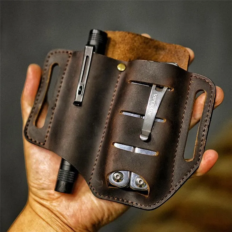 Outdoor EDC Leather Sheath Waist Bag