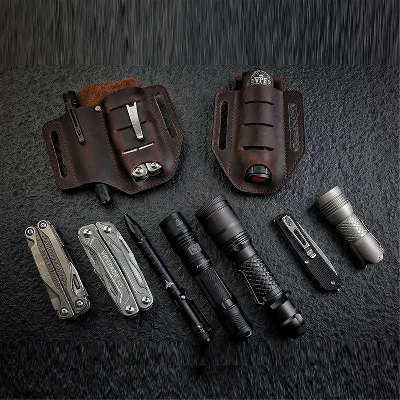 Outdoor EDC Leather Sheath Waist Bag