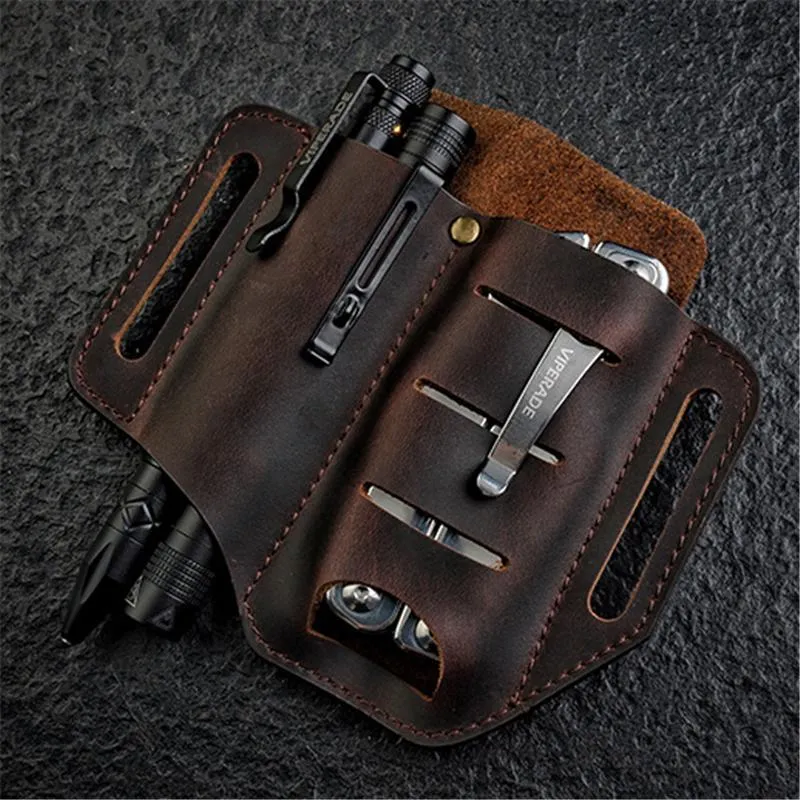 Outdoor EDC Leather Sheath Waist Bag