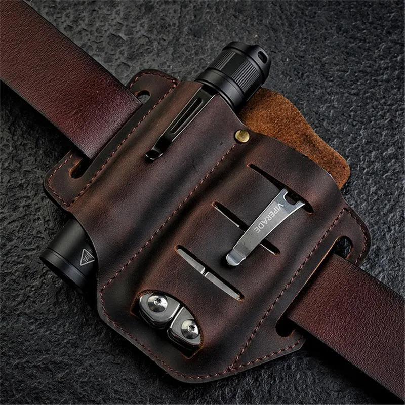 Outdoor EDC Leather Sheath Waist Bag