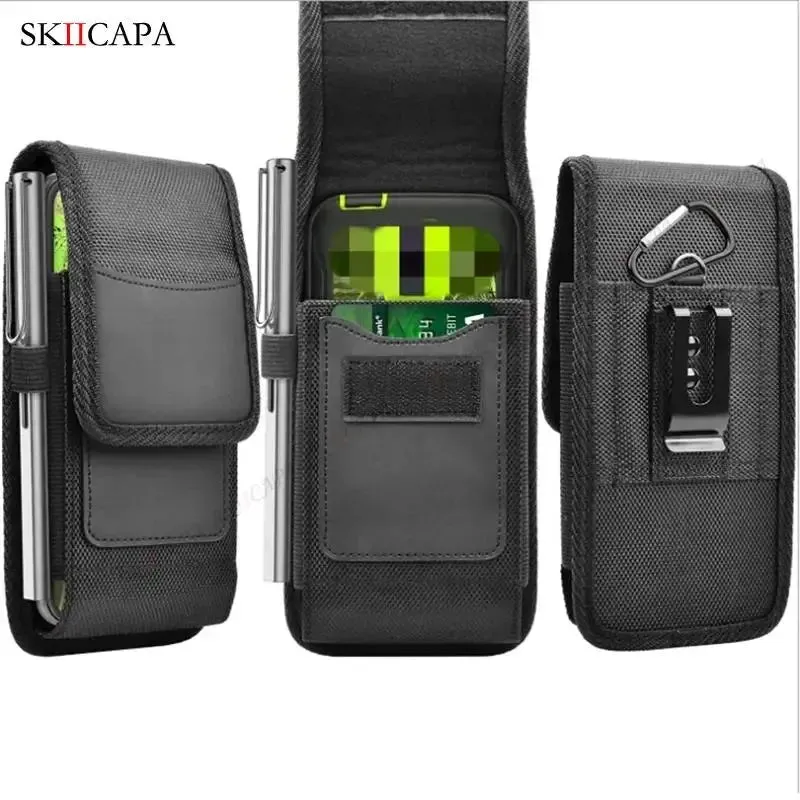 Oxford Cloth Leather Waist Bag Pouch with Clip for Samsung S24 Ultra Plus and Galaxy A Series