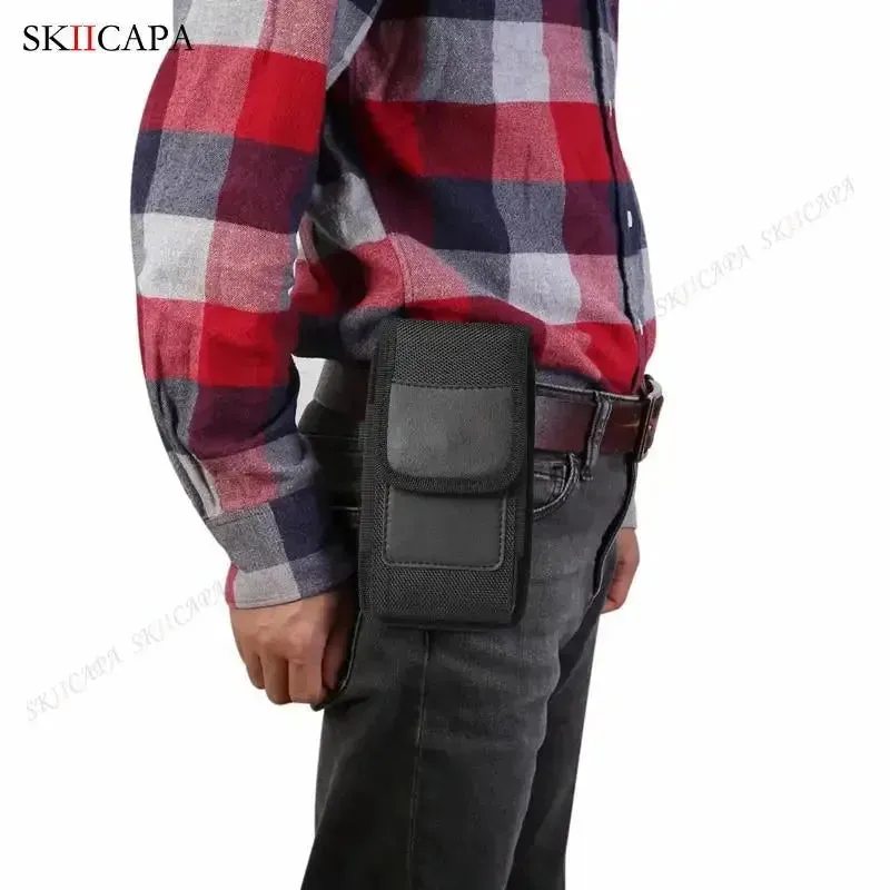 Oxford Cloth Leather Waist Bag Pouch with Clip for Samsung S24 Ultra Plus and Galaxy A Series