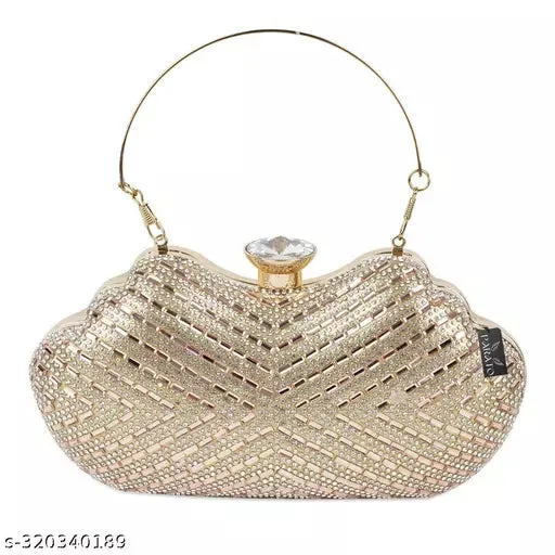 PARATO Stylish Clutch, Sling Bag, Party Bag, Handbag, Golden Clutch