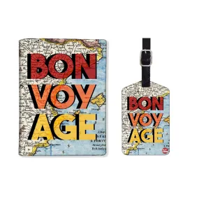 Passport Cover Holder Travel Case With Luggage Tag Set - BON VOY AGE