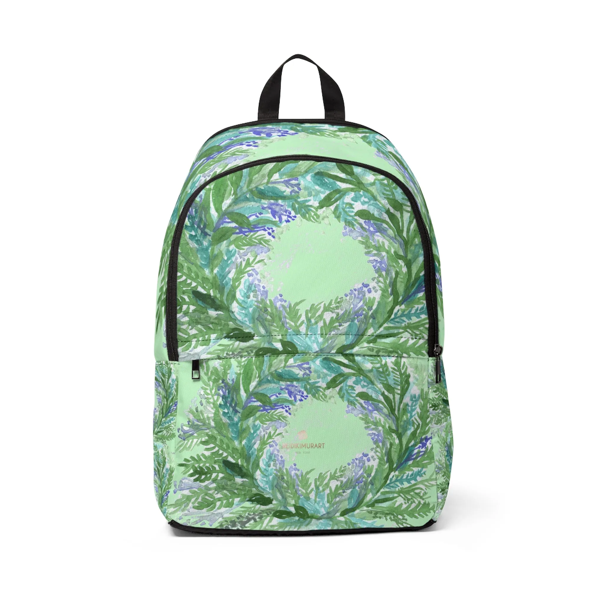 Pastel Lavender Print Backpack, Green Purple Lavender Floral Print Designer Unisex Fabric Backpack School Bag