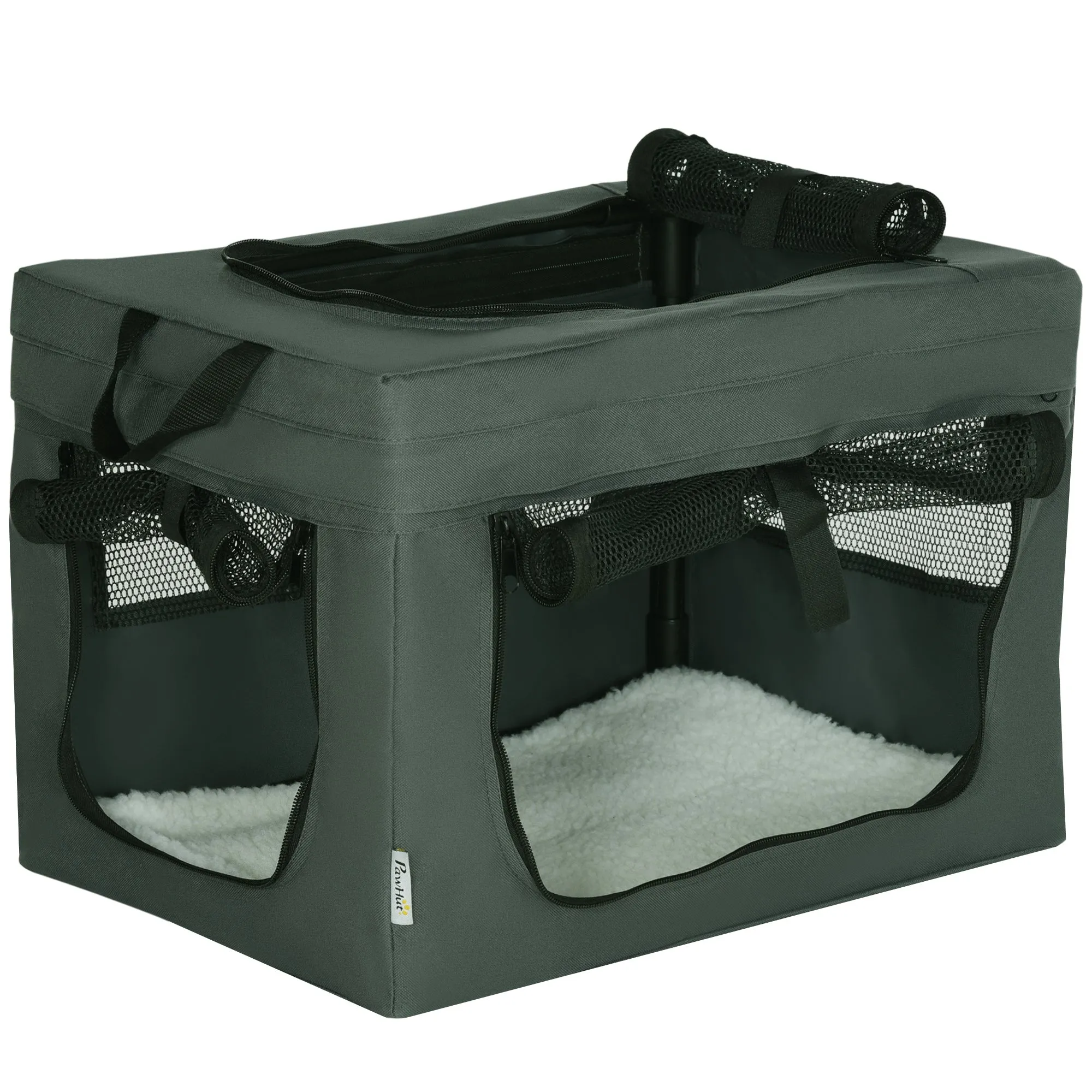 PawHut 48.5cm Soft Side Pet Carrier w/ Cushion, for Miniature Dogs - Grey