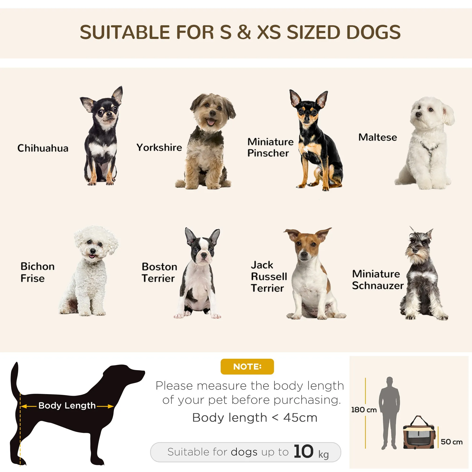 PawHut 70cm Brown Foldable Pet Carrier Bag Soft Travel Dog Crate for Small Dogs