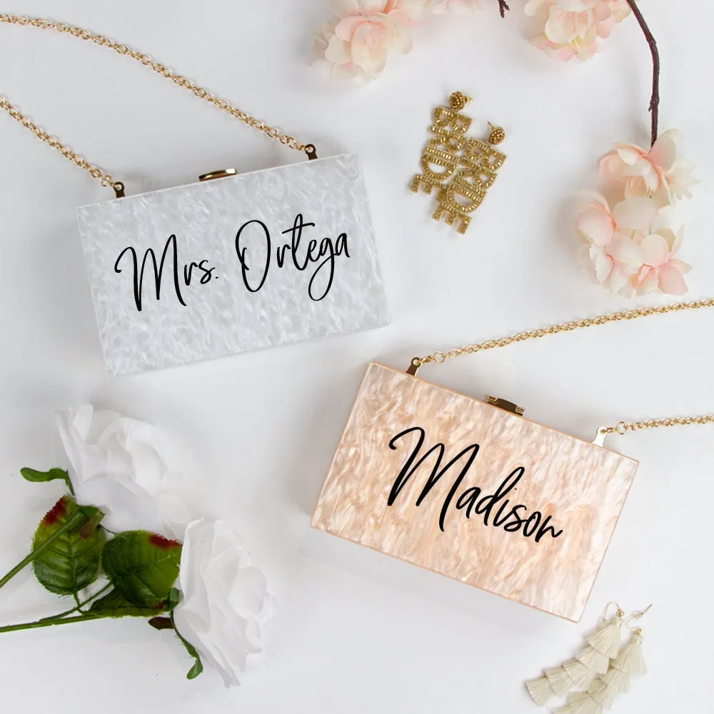 Personalized Marbled Acrylic Clutch Bag