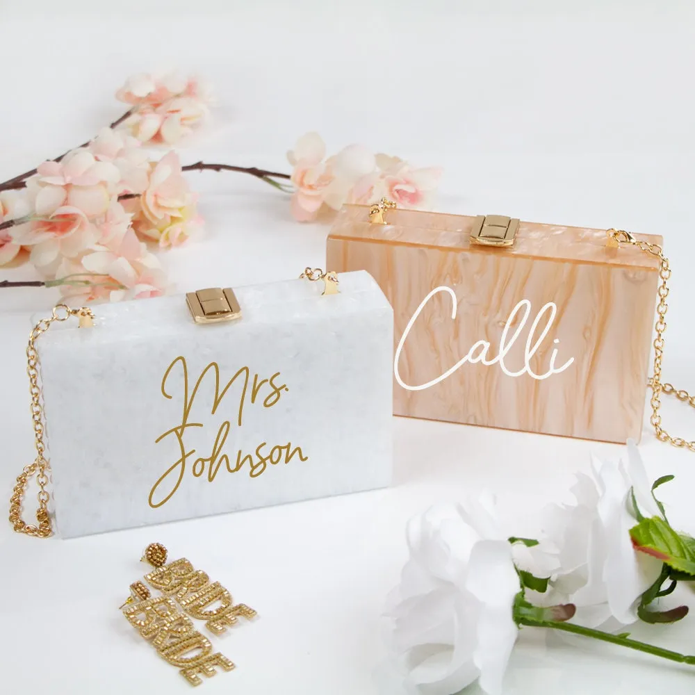 Personalized Marbled Acrylic Clutch Bag