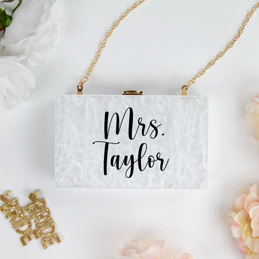 Personalized Marbled Acrylic Clutch Bag