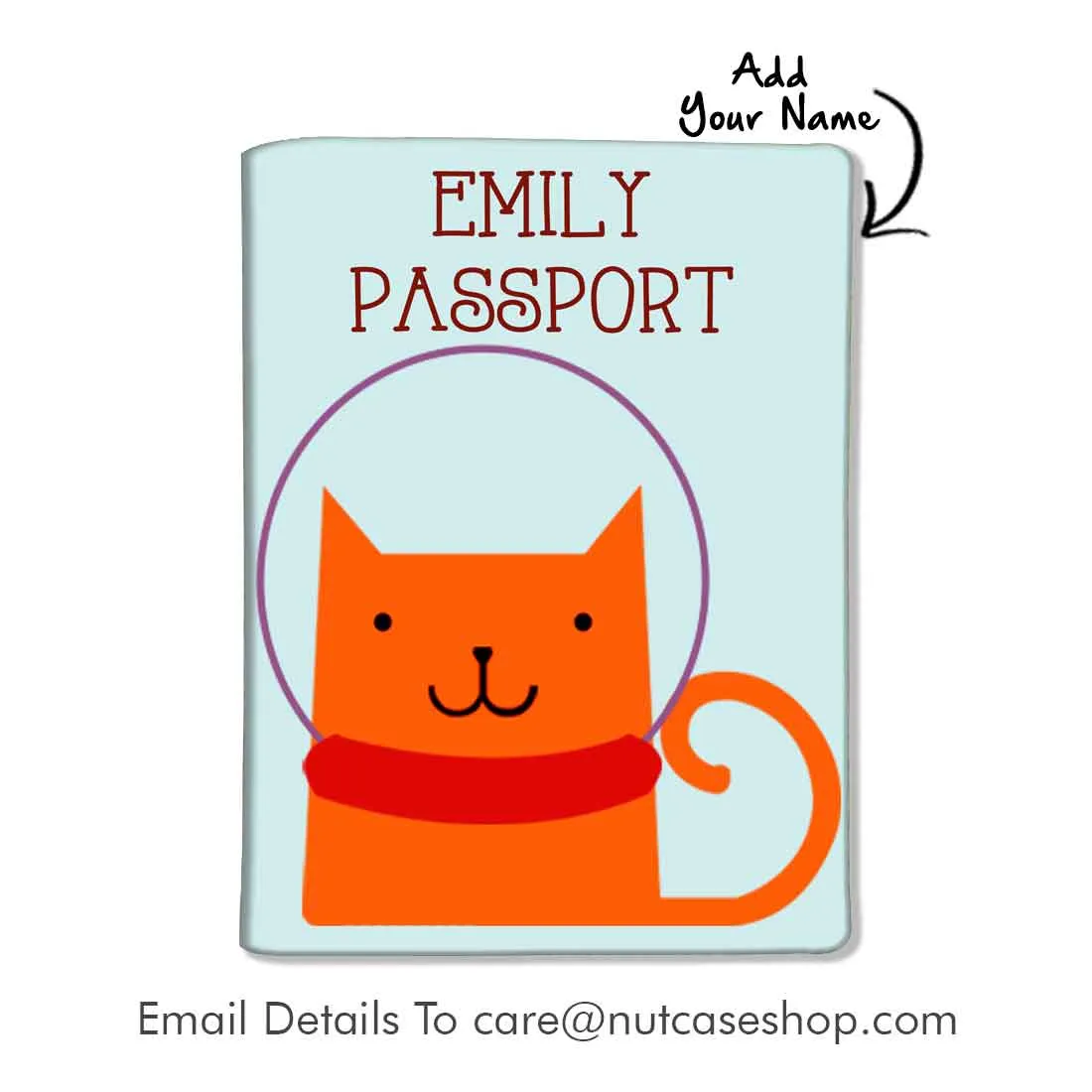 Personalized Passport Cover Luggage Tag Set - Orange Cat