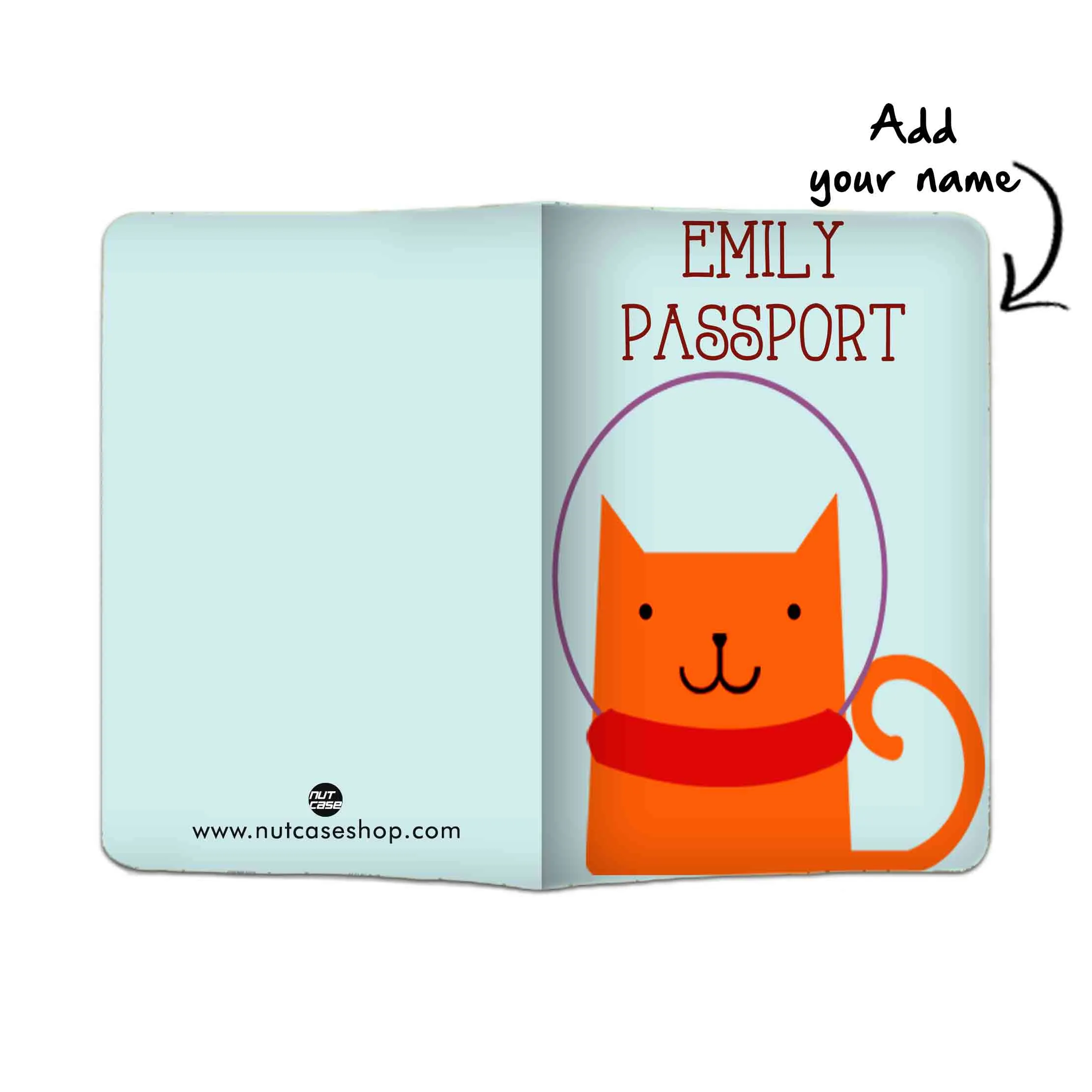 Personalized Passport Cover Luggage Tag Set - Orange Cat