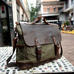 Personalized Waxed Canvas Messenger Bag Men Satchel Briefcase Vintage Crossbody Bag Laptop Bag Unique Groomsmen Gifts