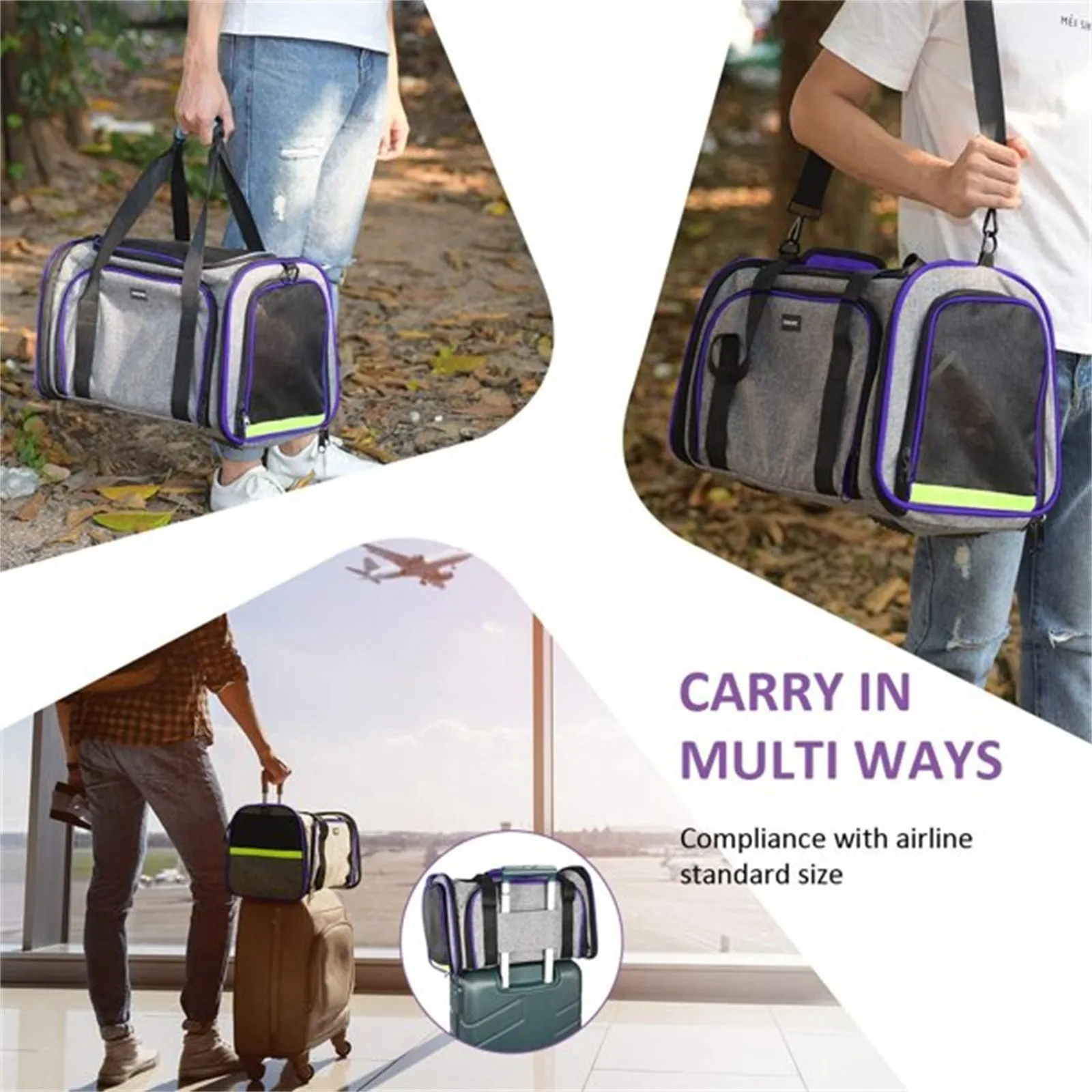 Pet Travel Bag Safe Airline Approved Expandable Foldable Soft-Sided Dog Carrier