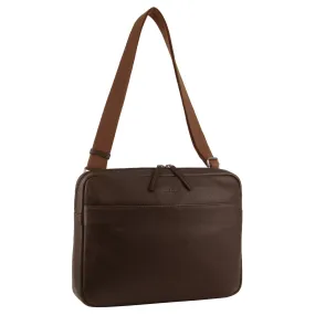 Pierre Cardin Mens Leather 13" Laptop Bag (Brown)