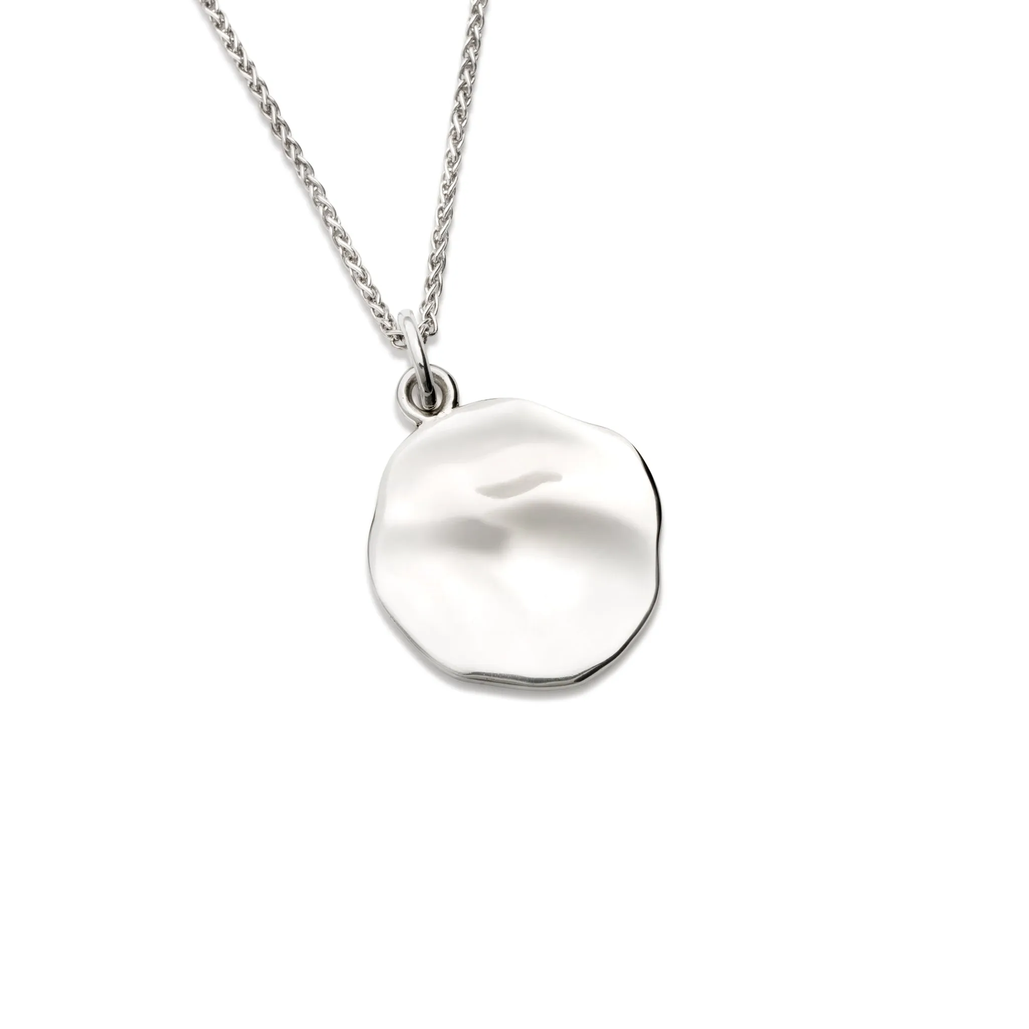 Plain Pebble Quote Pendant Silver