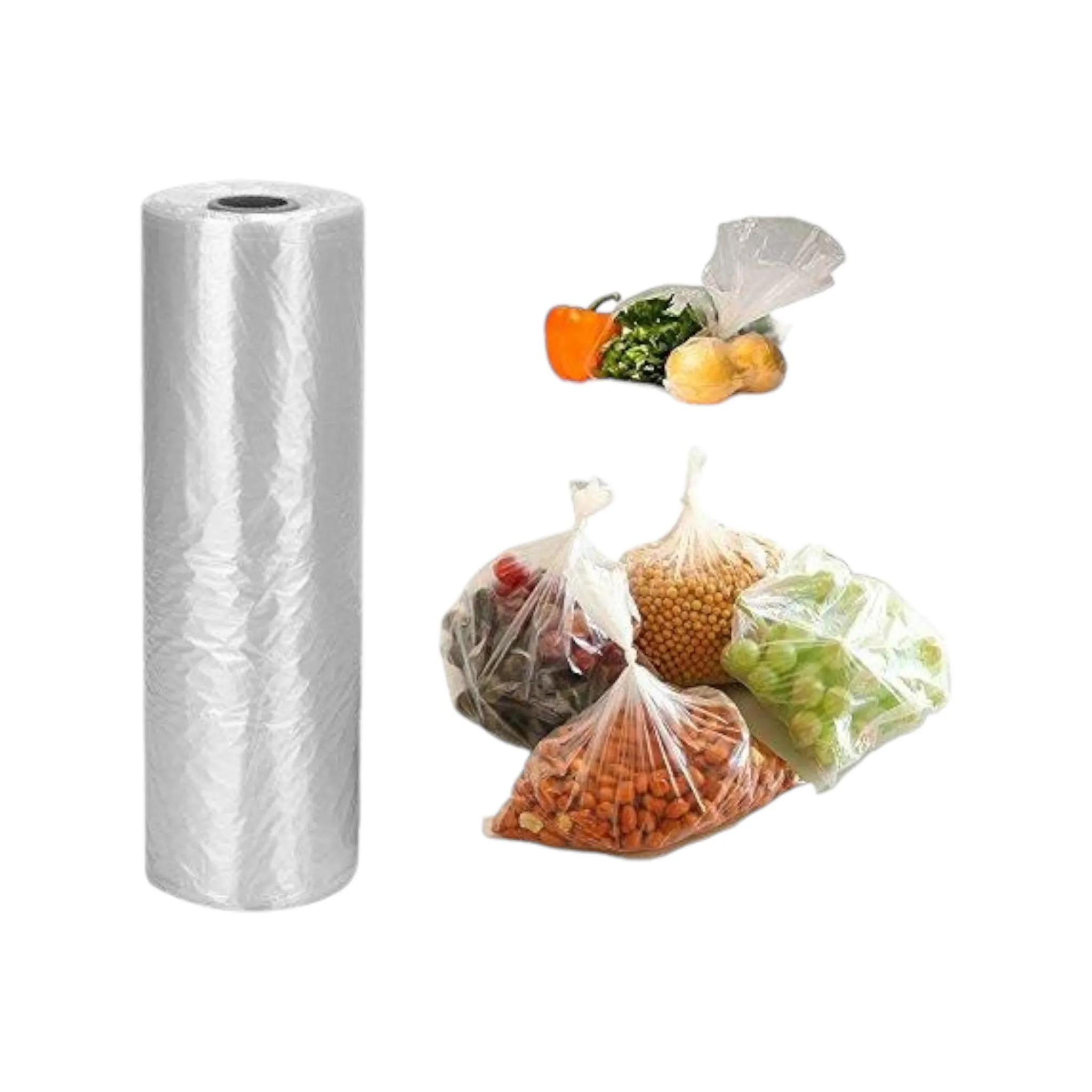 Plastic Fruit & Vegetable Bags on Roll 30x40cm Polyethene Food Packing Bag