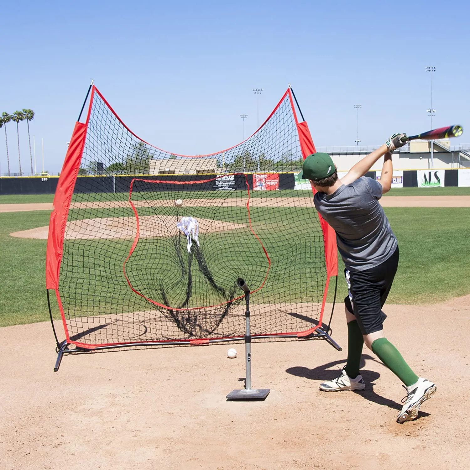 Portable Baseball Training Net Stand Softball Practice Sports Tennis