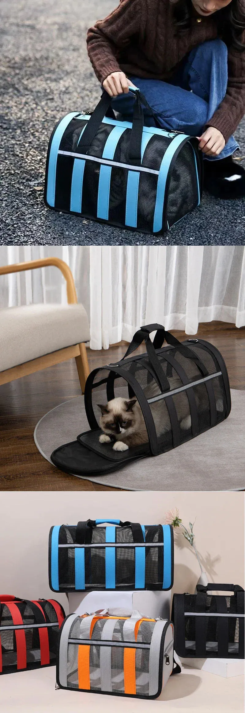 Portable Breathable Pet Carrier Bag for Small to Medium Dogs and Cats