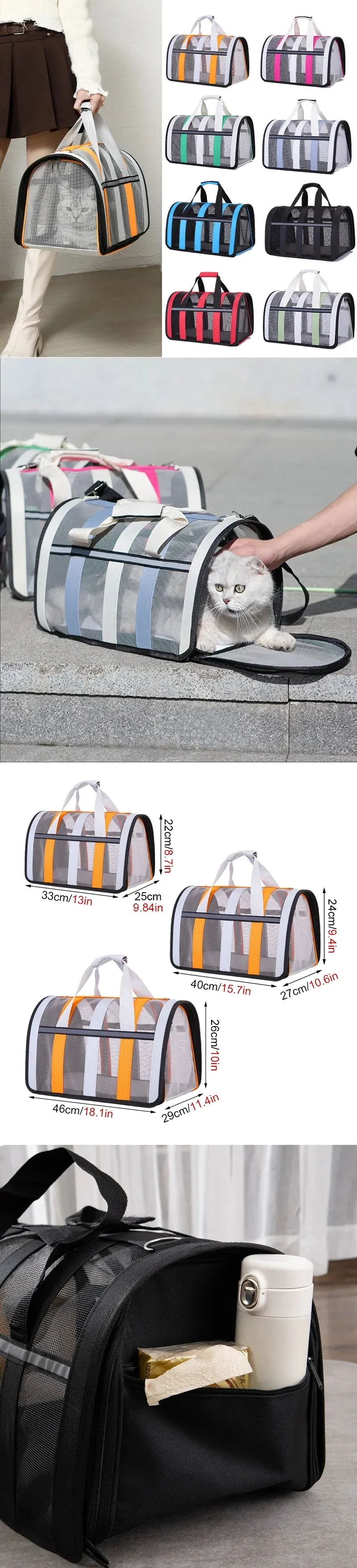 Portable Breathable Pet Carrier Bag for Small to Medium Dogs and Cats