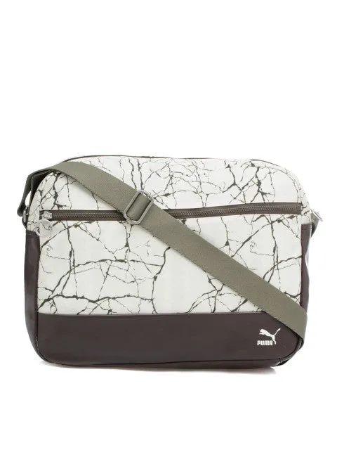 Puma Unisex Off-White & Grey Printed Originals Reporter Messenger Bag