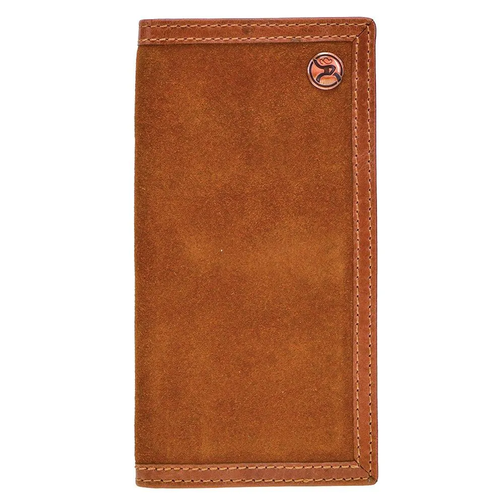 "ROUGHY CLASSIC" ROUGHOUT BROWN LEATHER RODEO WALLET