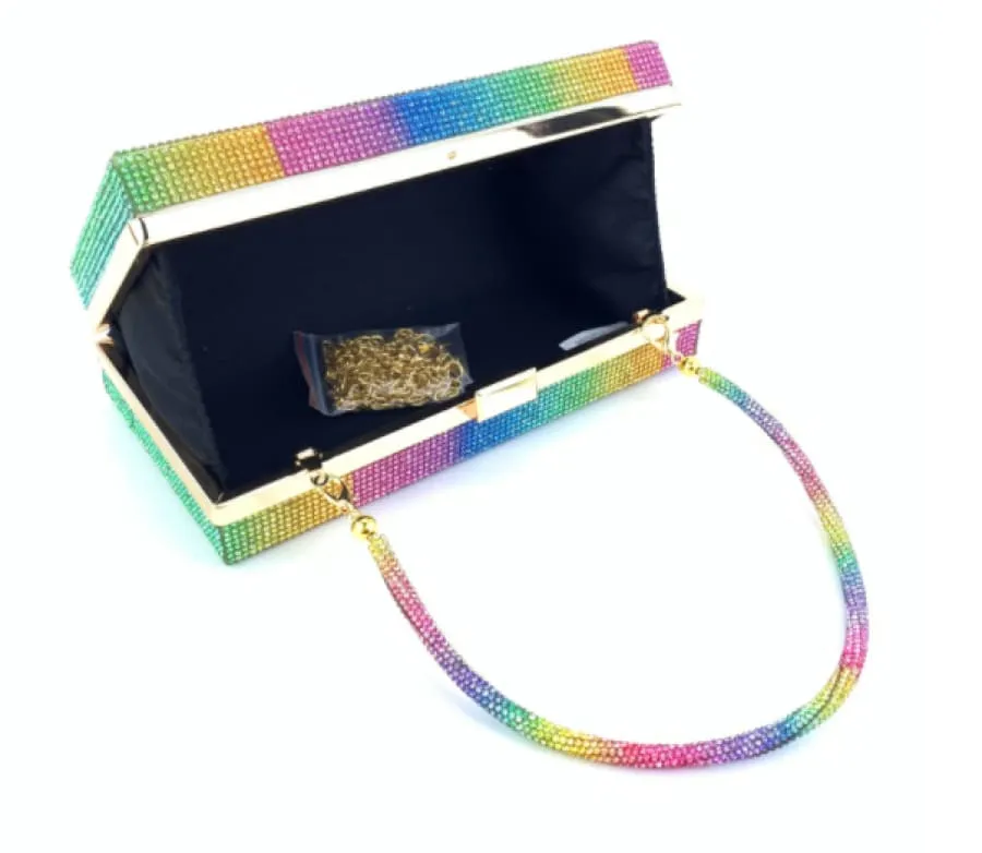 Rainbow Glitter Handheld Diamante Clutch for Women’s Pride Dinner