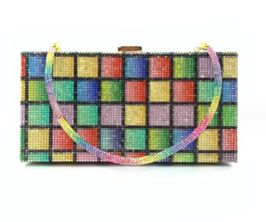 Rainbow Glitter Handheld Diamante Clutch for Women’s Pride Dinner