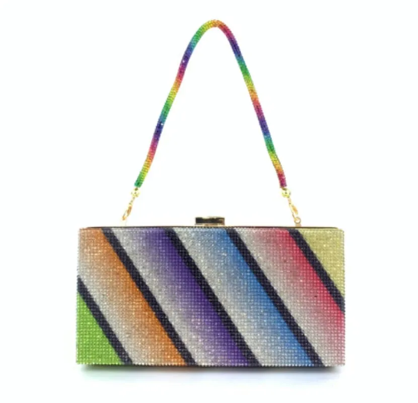 Rainbow Glitter Handheld Diamante Clutch for Women’s Pride Dinner