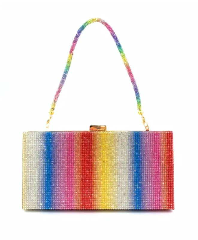 Rainbow Glitter Handheld Diamante Clutch for Women’s Pride Dinner