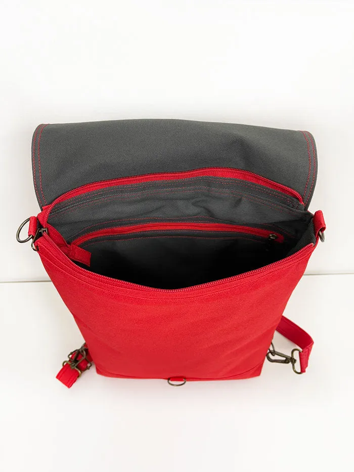 Red Multipurpose Backpack, Women's Cross Body Bag