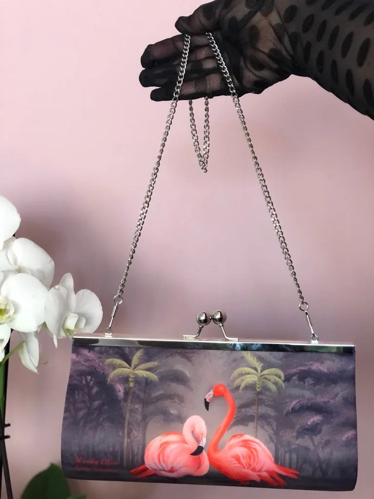 Retro clutch, clutch bag, Flamingo