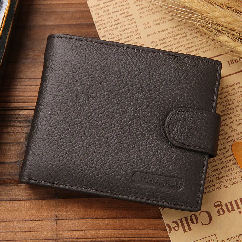 Retro Zipper Leather 4 Credit Cards Holder Men's Wallet