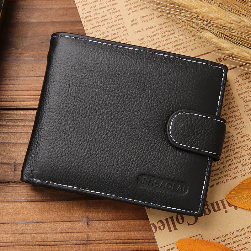 Retro Zipper Leather 4 Credit Cards Holder Men's Wallet