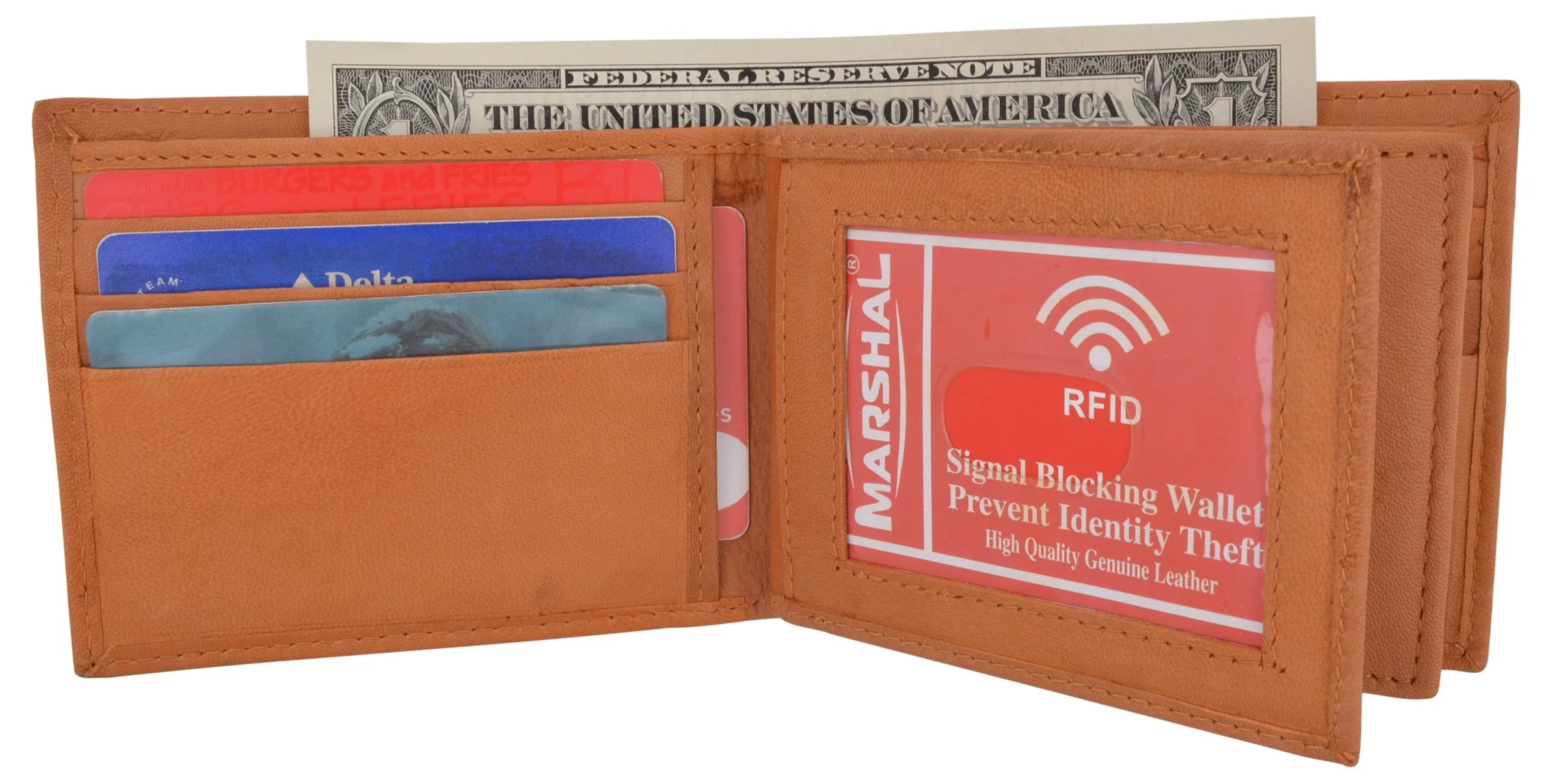 RFID Blocking Bifold Leather Mens Multi Credit Card ID Holder Wallet / RFID1852GT