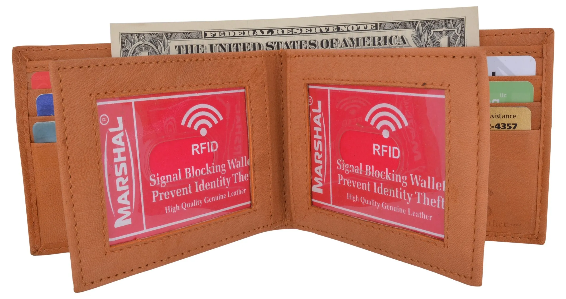 RFID Blocking Bifold Leather Mens Multi Credit Card ID Holder Wallet / RFID1852GT