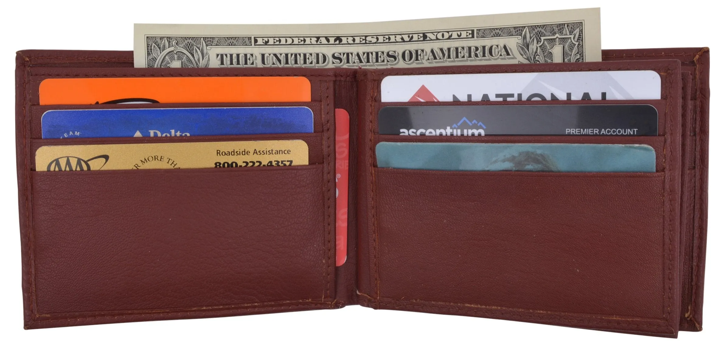 RFID Blocking Bifold Leather Mens Multi Credit Card ID Holder Wallet / RFID1852GT