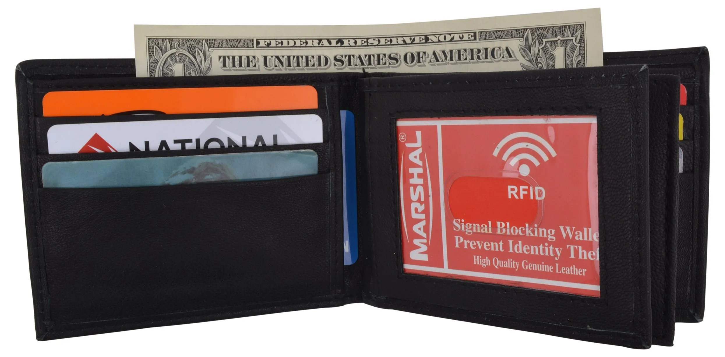 RFID Blocking Bifold Leather Mens Multi Credit Card ID Holder Wallet / RFID1852GT