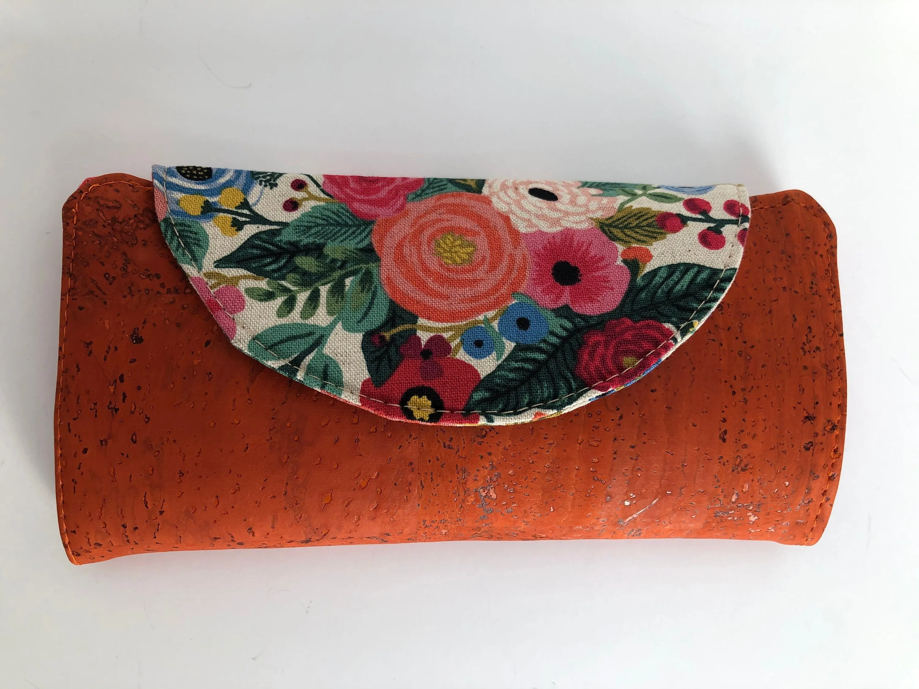 Rifle Paper Co Floral Canvas and Orange Cork Women's Cork Wallet