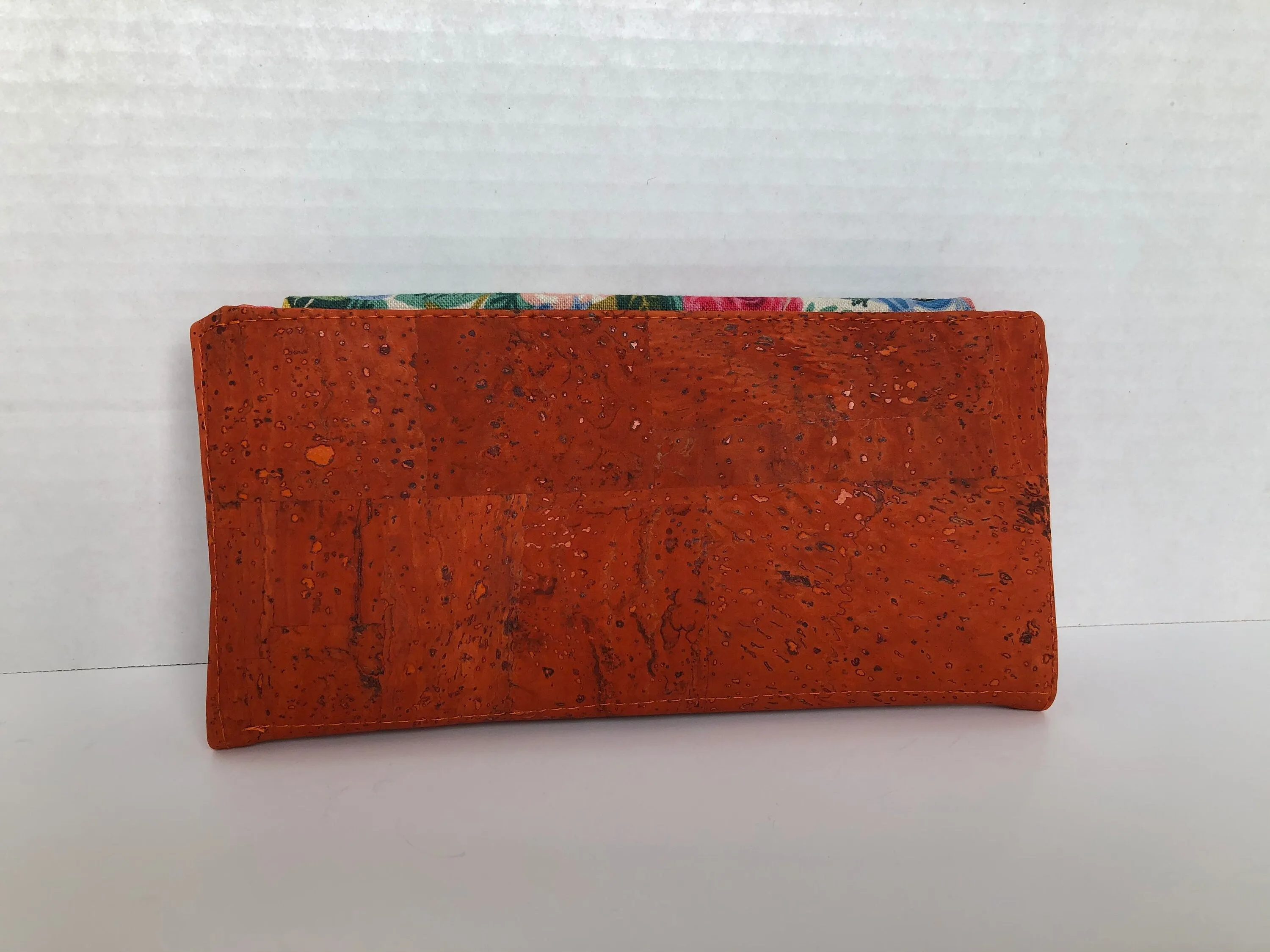 Rifle Paper Co Floral Canvas and Orange Cork Women's Cork Wallet