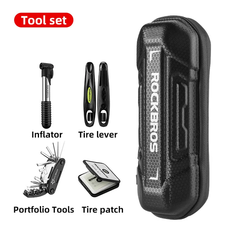 ROCKBROS Bicycle Repair Tools Kit Bag Bike Tool Set Wrench Tire Patch Levers Inflator