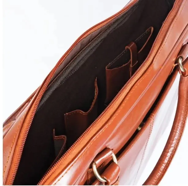 Sharp brown Premium Oil Pull up Laptop Bag