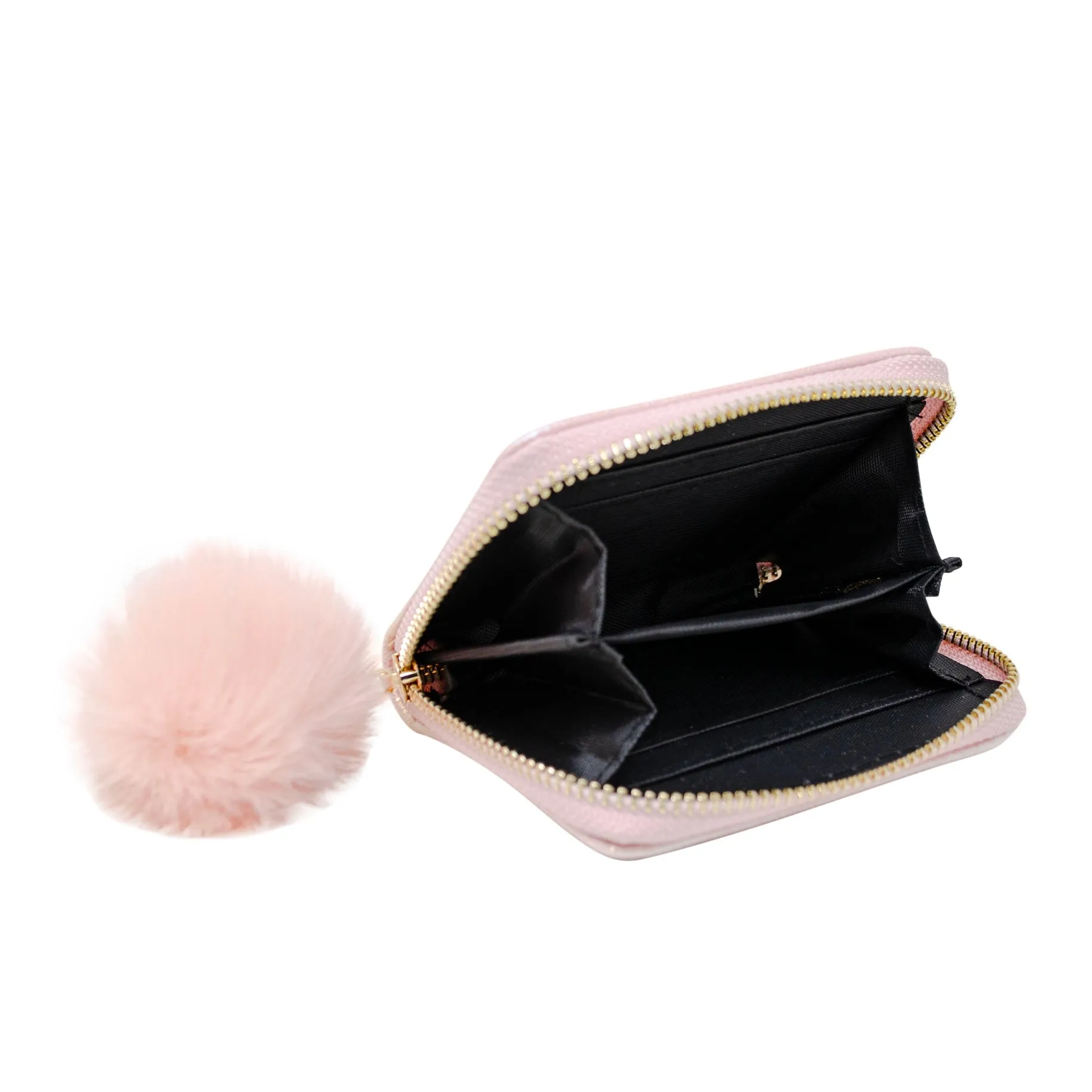 Shiny Heart Patch Wallet - Light Pink