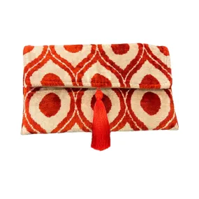 Silk and Velvet Clutch Bag Orange