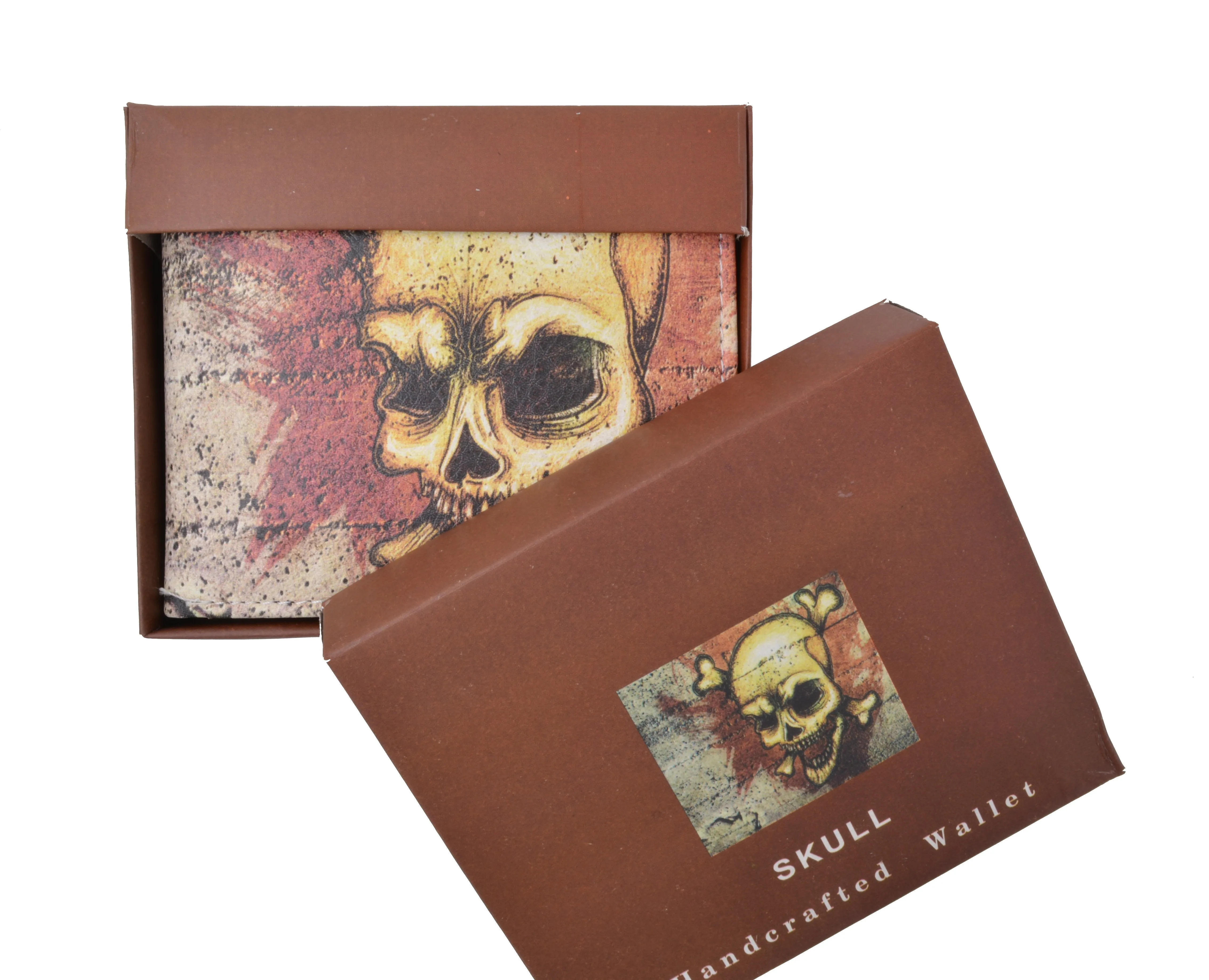 Skull Men's Genuine Leather Bifold Multi Card ID Center Flap Wallet 1246-18