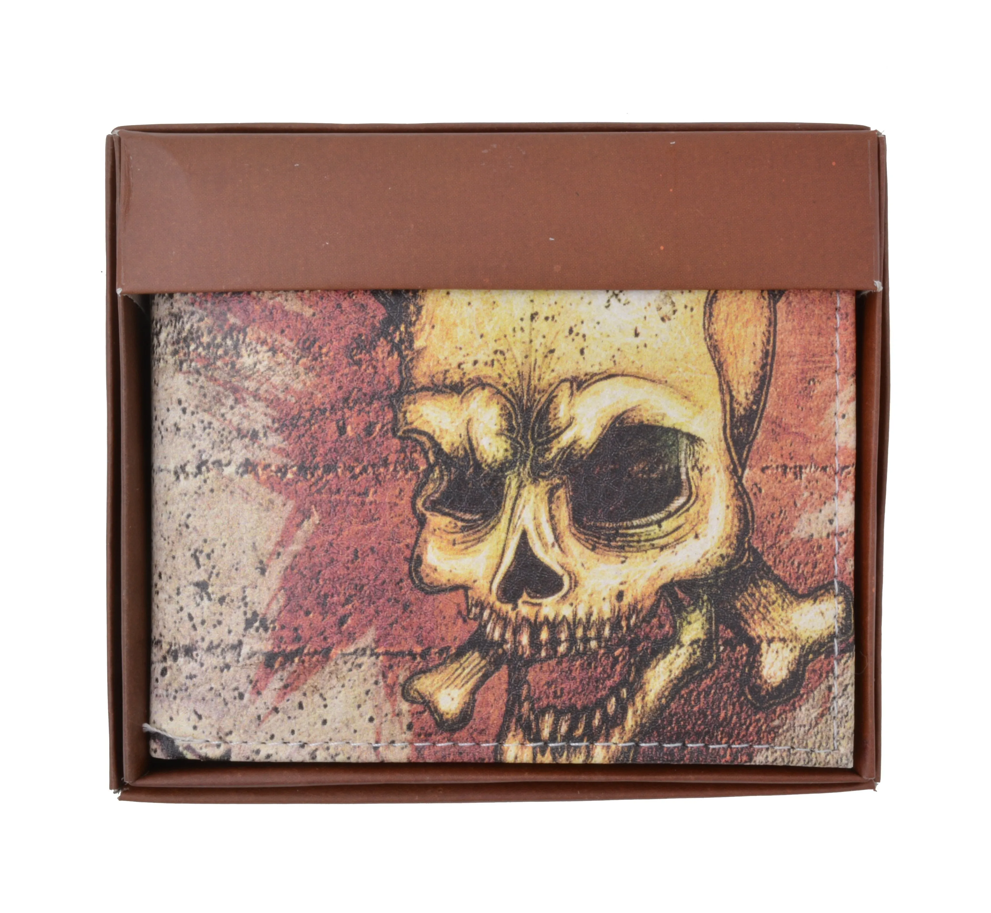 Skull Men's Genuine Leather Bifold Multi Card ID Center Flap Wallet 1246-18